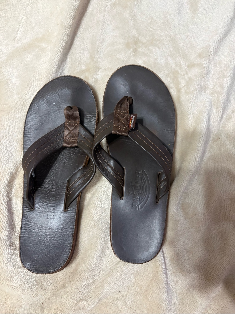 Rainbow Brown Leather-Look Women’s Sandals
